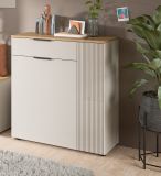 Schuhschrank Skid in Kaschmir Sand und Evoke Eiche Flur Kommode 80 x 88 cm