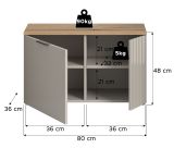 Garderobe Sitzbank Skid in Kaschmir Sand und Evoke Eiche Garderobenbank 80 cm