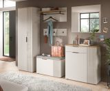 Garderobe Sitzbank Skid in Kaschmir Sand und Evoke Eiche Garderobenbank 80 cm