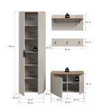 Garderobe Set 4-teilig Skid in Kaschmir Sand und Evoke Eiche 155 x 190 cm