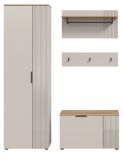 Garderobe Set 4-teilig Skid in Kaschmir Sand und Evoke Eiche 155 x 190 cm