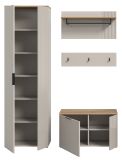 Garderobe Set 4-teilig Skid in Kaschmir Sand und Evoke Eiche 155 x 190 cm