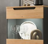 Wohnwand Briska in Artisan Eiche und grau 4-teilig 246 cm, Soft-Close