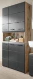 Badezimmer Hochschrank Cover in schwarz matt und Nox Eiche Mehrzweckschrank 90 x 185 cm