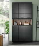 Badezimmer Hochschrank Cover in schwarz matt und Nox Eiche Mehrzweckschrank 90 x 185 cm