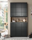 Badezimmer Hochschrank Cover in schwarz matt und Nox Eiche Mehrzweckschrank 90 x 185 cm