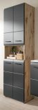 Badezimmer Hochschrank Cover in schwarz matt und Nox Eiche Badschrank 60 x 185 cm
