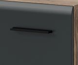 Badezimmer Hochschrank Cover in schwarz matt und Nox Eiche Badschrank 60 x 185 cm