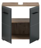 Waschbeckenunterschrank Cover in schwarz matt und Nox Eiche Badezimmer Unterschrank 60 cm