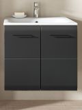 Waschbeckenunterschrank MIT Waschbecken Cover in schwarz matt und Nox Eiche Waschtisch hngend 60 cm