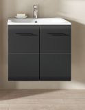 Waschbeckenunterschrank MIT Waschbecken Cover in schwarz matt und Nox Eiche Waschtisch hngend 60 cm