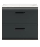 Waschbeckenunterschrank MIT Waschbecken Cover in schwarz matt und Nox Eiche Waschtisch hngend 60 cm