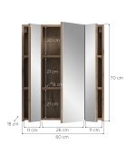 Badezimmer Spiegelschrank Cover in Nox Eiche Badschrank 3-trig 60 x 70 cm