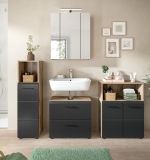 Badezimmer Spiegelschrank Cover in Nox Eiche Badschrank 3-trig 60 x 70 cm