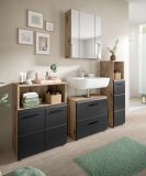 Badmbel Set 4-teilig Cover in schwarz matt und Nox Eiche Badkombination 180 x 185 cm