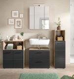 Badmbel Set 4-teilig Cover in schwarz matt und Nox Eiche Badkombination 180 x 185 cm