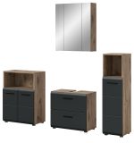 Badmbel Set 4-teilig Cover in schwarz matt und Nox Eiche Badkombination 180 x 185 cm