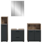 Badmbel Set 4-teilig Cover in schwarz matt und Nox Eiche Badkombination 180 x 185 cm