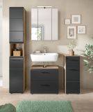 Badmbel Set 2-teilig Cover in schwarz matt und Nox Eiche Badkombination 60 x 185 cm