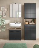 Badmbel Set 3-teilig Cover in schwarz matt und Nox Eiche Badkombination 135 x 185 cm