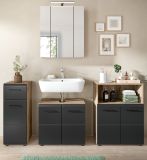 Badmbel Set 4-teilig Cover in schwarz matt und Nox Eiche Badkombination 180 x 185 cm