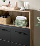 Badmbel Set 4-teilig Cover in schwarz matt und Nox Eiche Badkombination 180 x 185 cm