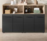 Badezimmer Kommode Set Cover in schwarz matt und Nox Eiche 2x Badkommode 120 x 80 cm