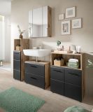 Badezimmer Kommode Set Cover in schwarz matt und Nox Eiche 2x Badkommode 120 x 80 cm