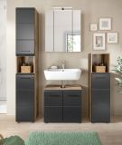 Badmbel Set 4-teilig Cover in schwarz matt und Nox Eiche Badkombination 150 x 185 cm