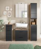 Badmbel Set 4-teilig Cover in schwarz matt und Nox Eiche Badkombination 150 x 185 cm