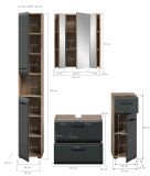 Badmbel Set 4-teilig Cover in schwarz matt und Nox Eiche Badkombination 150 x 185 cm