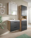 Badmbel Set 3-teilig Cover in schwarz matt und Nox Eiche Badkombination 135 x 185 cm