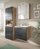 Badmbel Set 2-teilig Cover in schwarz matt und Nox Eiche Badkombination 60 x 185 cm