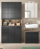 Badmbel Set 3-teilig Cover in schwarz matt und Nox Eiche Badkombination 165 x 185 cm