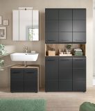 Badmbel Set 3-teilig Cover in schwarz matt und Nox Eiche Badkombination 165 x 185 cm