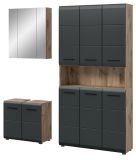 Badmbel Set 3-teilig Cover in schwarz matt und Nox Eiche Badkombination 165 x 185 cm