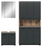 Badmbel Set 3-teilig Cover in schwarz matt und Nox Eiche Badkombination 165 x 185 cm