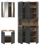 Badmbel Set 3-teilig Cover in schwarz matt und Nox Eiche Badkombination 165 x 185 cm