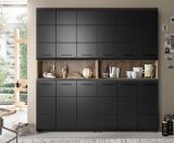 Badezimmer Hochschrank Set Cover in schwarz matt und Nox Eiche 2x Mehrzweckschrank 180 x 185 cm