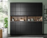 Badezimmer Hochschrank Set Cover in schwarz matt und Nox Eiche 2x Mehrzweckschrank 180 x 185 cm