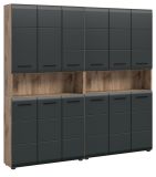 Badezimmer Hochschrank Set Cover in schwarz matt und Nox Eiche 2x Mehrzweckschrank 180 x 185 cm