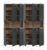 Badezimmer Hochschrank Set Cover in schwarz matt und Nox Eiche 2x Mehrzweckschrank 180 x 185 cm