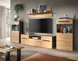 Wohnwand 4-teilig Aversa in Artisan Eiche und grau Set mit 2x Vitrine hngend / stehend
