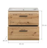 Waschbeckenunterschrank MIT Waschbecken Cover in Artisan Eiche Waschtisch hngend 60 cm