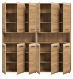 Badezimmer Hochschrank Set Cover in Artisan Eiche 2x Mehrzweckschrank 180 x 185 cm