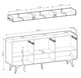 Sideboard Elverum in Eiche natur Kommode skandinavisch 180 x 84 cm, mit Push-to-Open