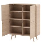 Highboard Elverum in Eiche natur Kommode skandinavisch 108 x 130 cm, mit Push-to-Open