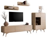 Wohnwand Elverum in Eiche natur Wohnkombination skandinavisch 4-teilig 290 cm, mit Push-to-Open