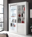 Vitrine Miami in wei Hochglanz Vitrinenschrank 133 x 201 cm, Soft-Close