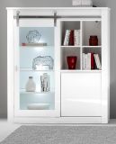Vitrine Miami in wei Hochglanz Vitrinenschrank 133 x 153 cm, Soft-Close